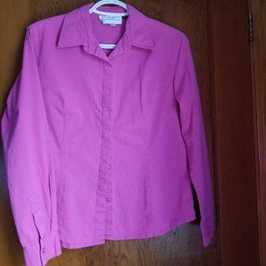 Vintage, rose pink, cotton, close fit blouse, M, S, rounded base, Fairweather